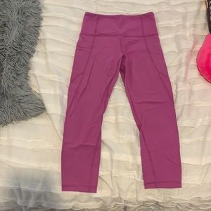 Athleta Pink Crop Leggings with Pockets